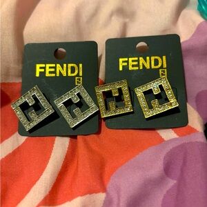 FF Gold and Silver Square Earrings